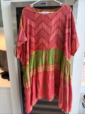 Women’s Pink & Green Patterned Boho Dress